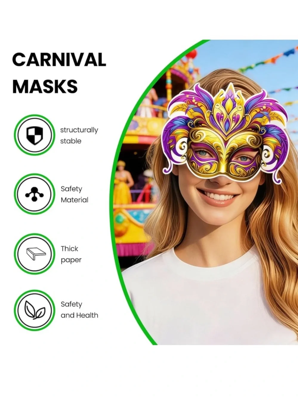 💞 New Pack of 6 Vibrant Mardi Gras Carnival Party Masks
